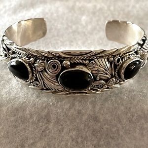 Onyx & Sterling Cuff Bracelet